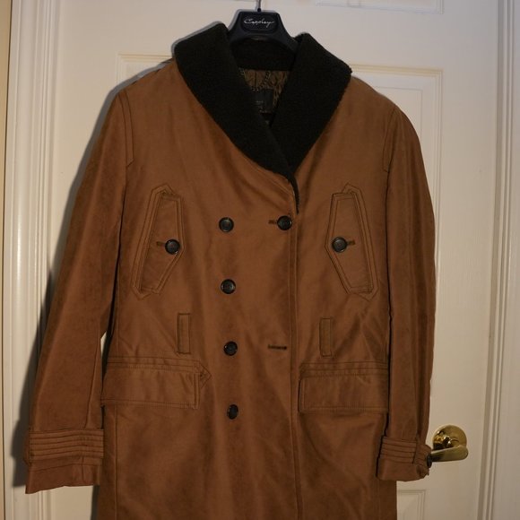 Zara Man Classic Sport Men's Faux Fur Double Breasted Overcoat Size 40 Brown NEW - Picture 2 of 8